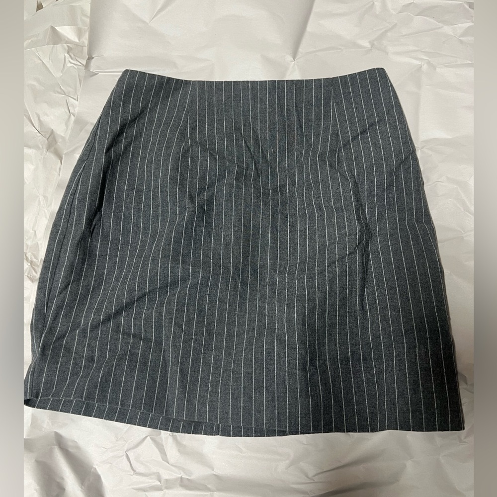 Princess Polly Pinstripe White Grey Mini Skirt